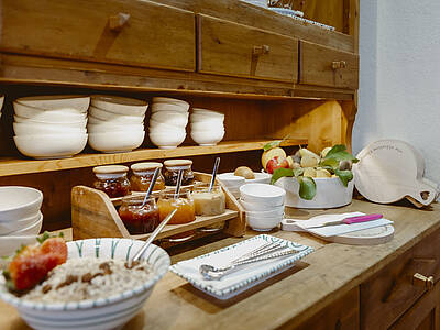 Frühstück vom Frühstücksbuffet im Hotel am Wolfgangsee